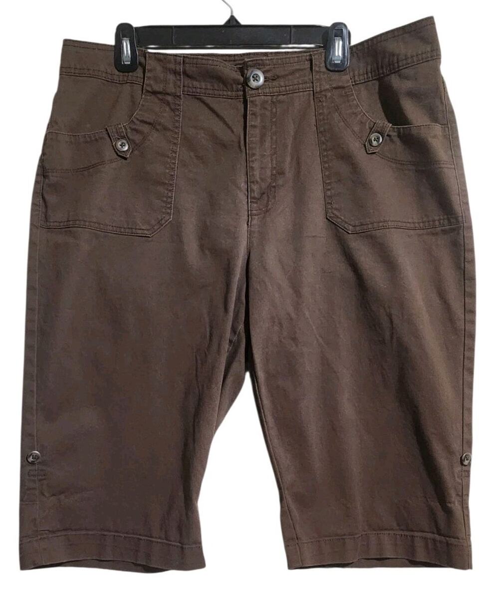 Charter Club Capri Convertible Shorts 16 XL Pockets Outdoors Hiking Brown Basics